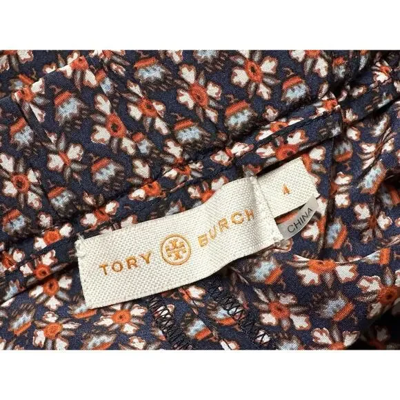 Tory Burch Women's Size 4 Elastic Waist Silk Summer Pants Floral Multicolor - Picture 14 of 15